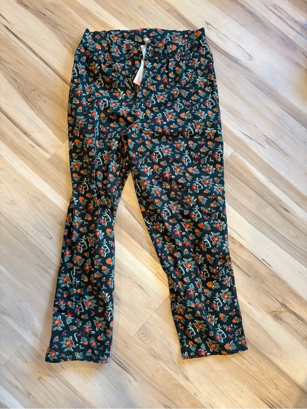 Lucy & Yak Dark Green Floral High-Rise Jeans